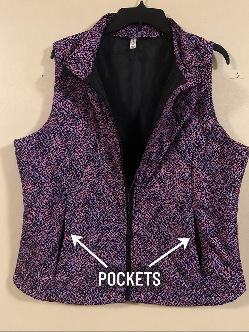 Women's Purple Patterned Zip Vest